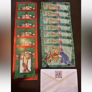 13 Vintage Cleo Disney 1998 Winnie the Pooh Christmas Greeting Cards Lot